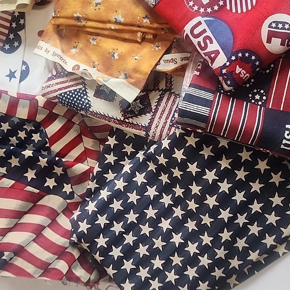 American Flag Stars and Stripe Assorted Material Pieces - Picture 5 of 7